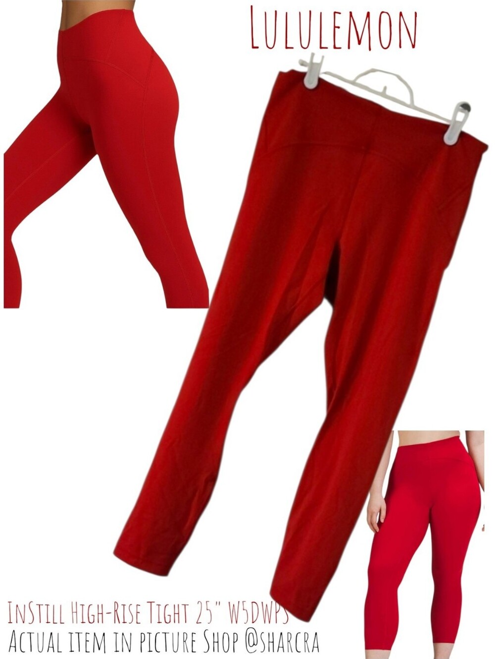 Lululemon W5DWPS Women's Instill HR Tight 25" Ankle Crop Dark Red 12 - Picture 1 of 15